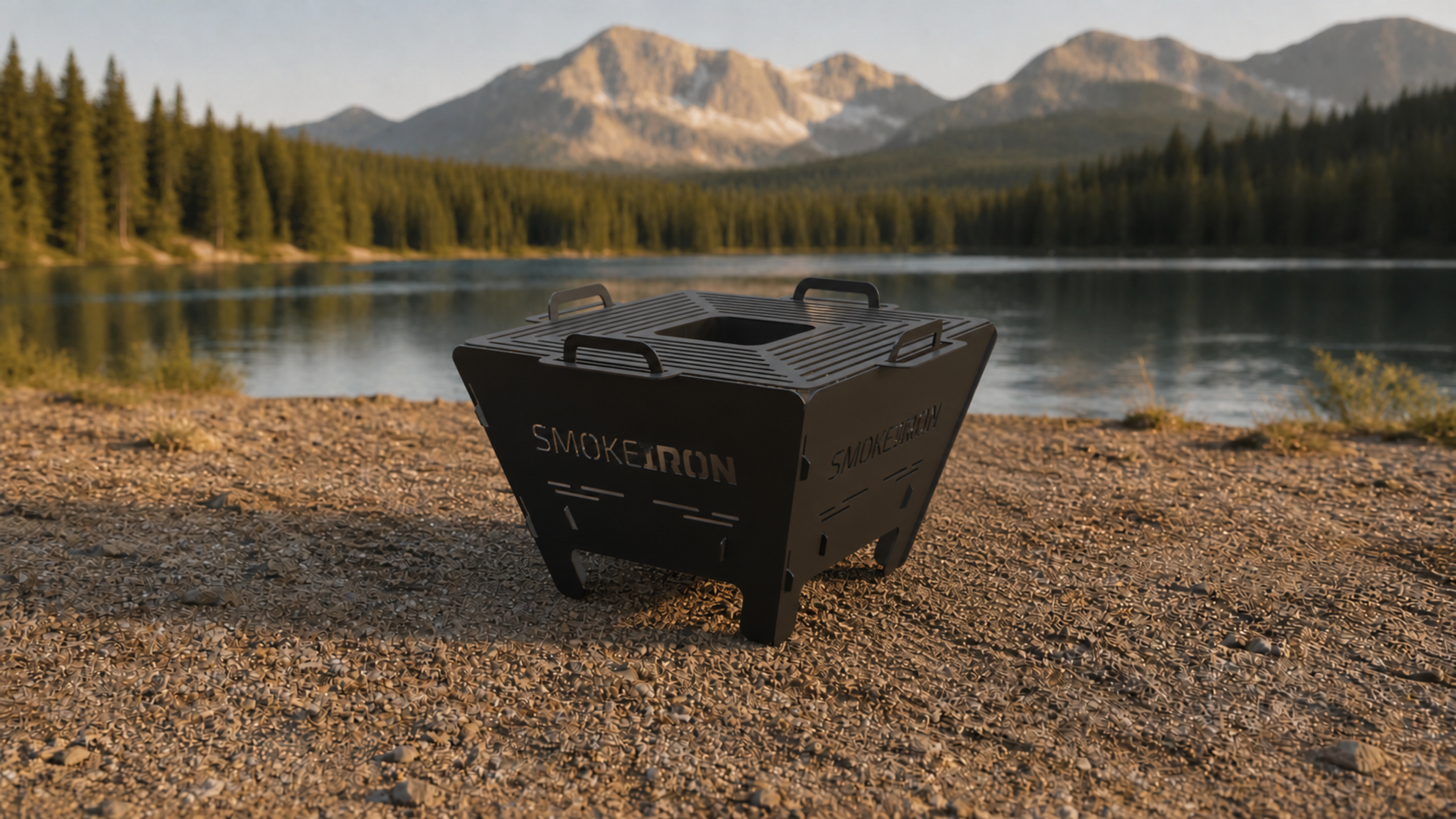 SMOKEIRON QuadraPit 28 square flat-pack fire pit and grill